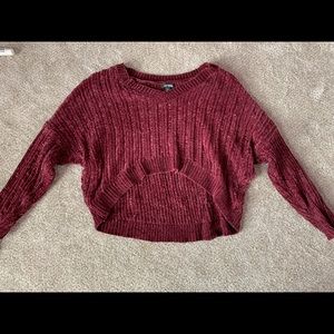 red cropped sweater